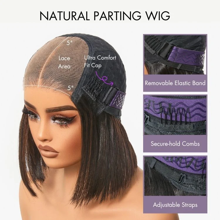 Blonde Highlight / Brown Highlight Short Layered Bob Wig Glueless 5x5 Closure Pre-Cut Lace Wig(PayPal Checkout Save $2) - Image 17